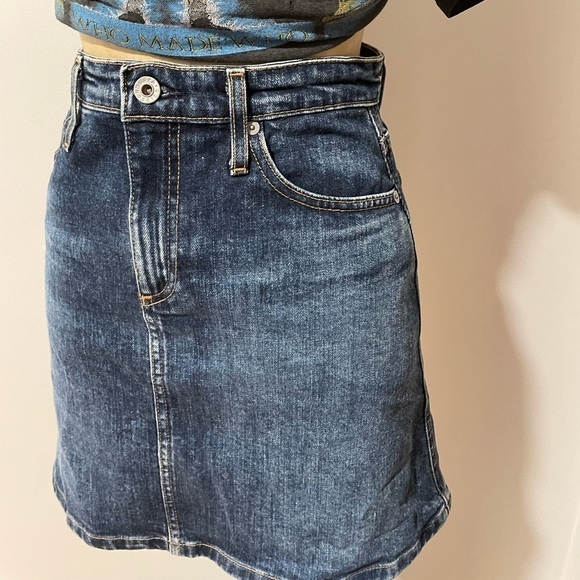 AG Adriano Goldschmied Skirt Denim 27 A Line Jean Dark Y2K Blue - Picture 2 of 14